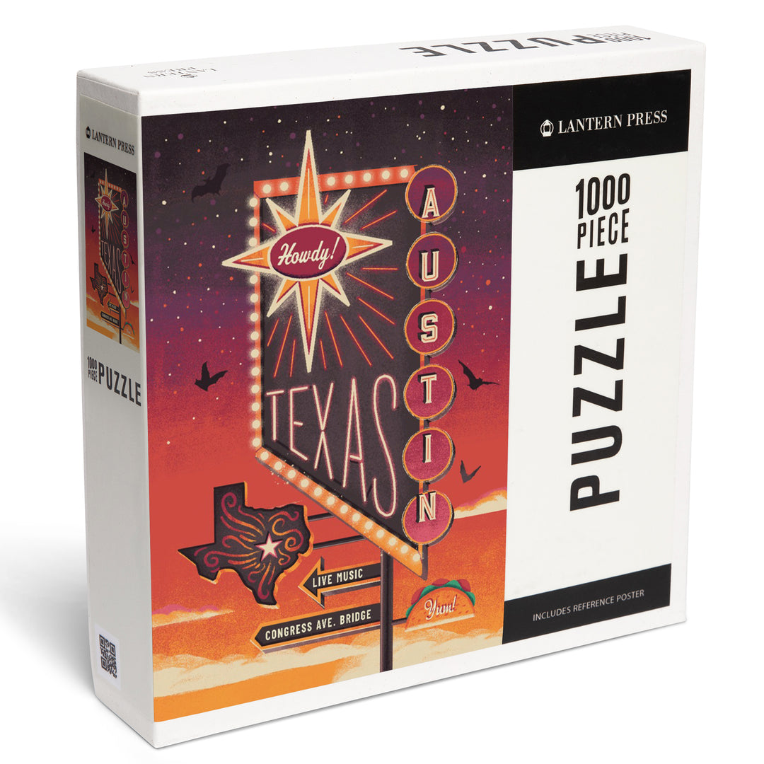 Austin, Texas, Neon Road Sign, City Series, 1000 Piece Jigsaw Puzzle