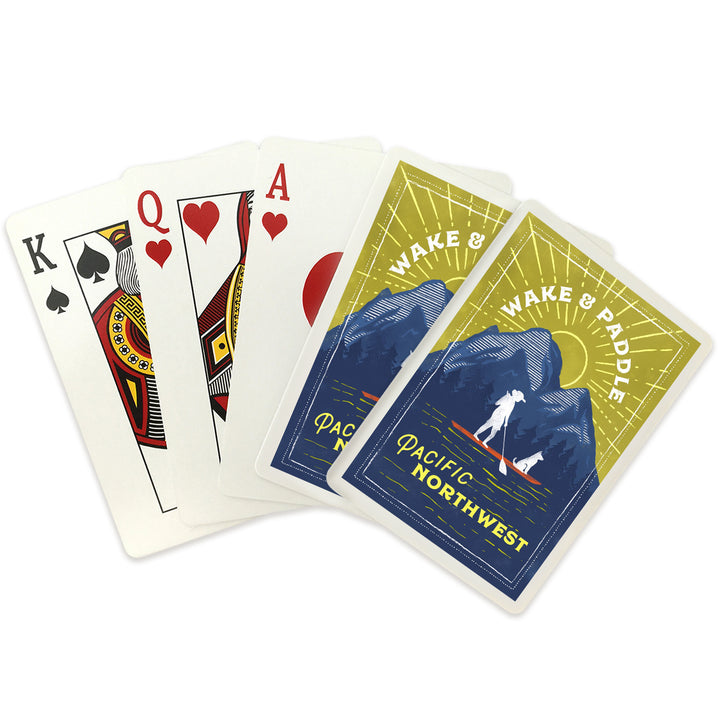 Playing Cards, Pacific Northwest, Lake Life Series, Wake and Paddle, Landscape With Mountain, 52 Card Deck with Jokers in Box, Unique Art