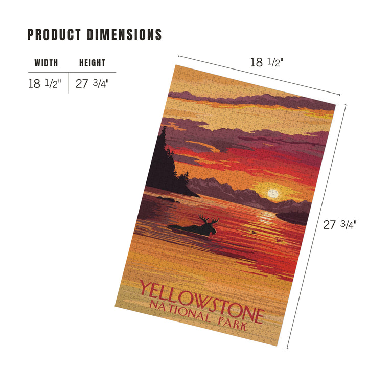 Yellowstone National Park, Montana, Painterly, Moose at Sunset, Jigsaw Puzzle