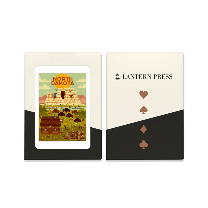 Playing Cards, North Dakota, Theodore Roosevelt National Park, Geometric National Park Series, 52 Card Deck with Jokers in Box, Unique Art