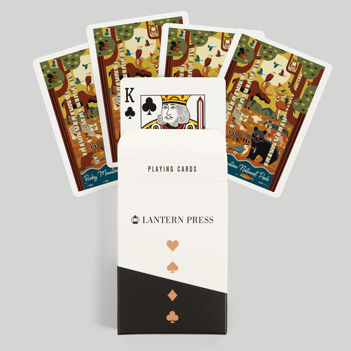 Playing Cards, Rocky Mountain National Park, Colorado, Forest Animals, Geometric, 52 Card Deck with Jokers in Box, Unique Art