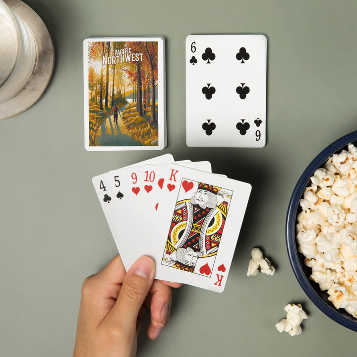 Playing Cards, Pacific Northwest, Walk In The Woods, Day Hike, 52 Card Deck with Jokers in Box, Unique Art