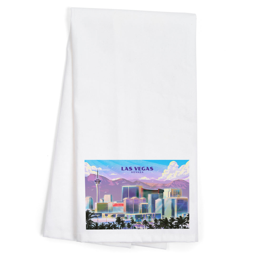 Las Vegas, Nevada, Lithograph, City Series, Organic Cotton Kitchen Tea Towels