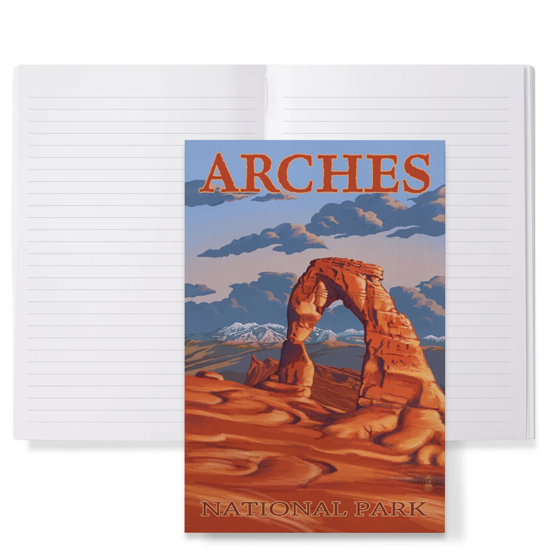 Lined 6x9 Journal, Arches National Park, Utah, Delicate Arch Illustration, Lay Flat, 193 Pages, FSC paper