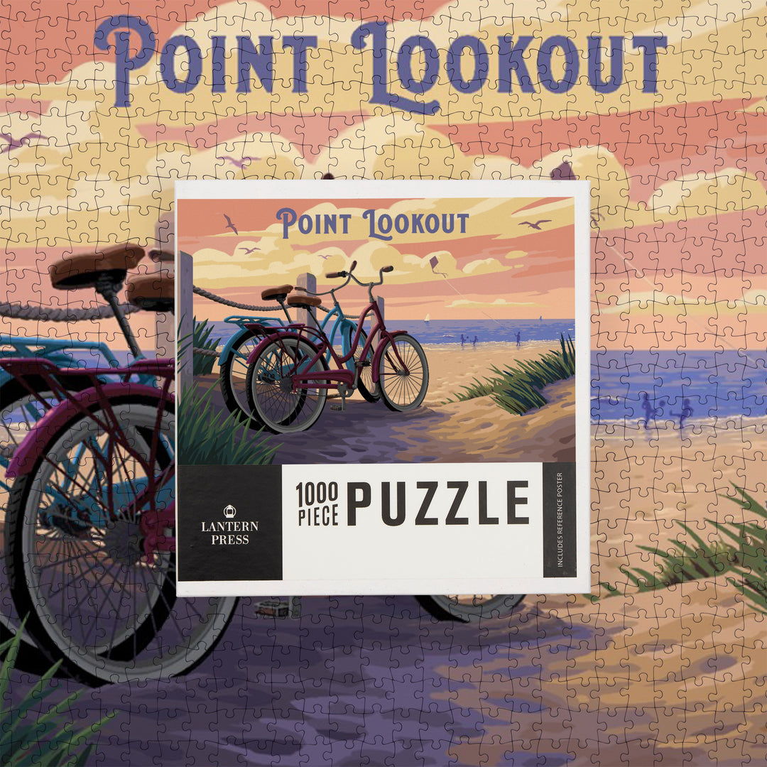 Scotland, Maryland, Painterly, Beach Bikes, Point Lookout, Jigsaw Puzzle