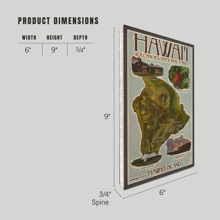 Lined 6x9 Journal, Hawaii Volcanoes National Park, Map of Hawaii, Lay Flat, 193 Pages, FSC paper