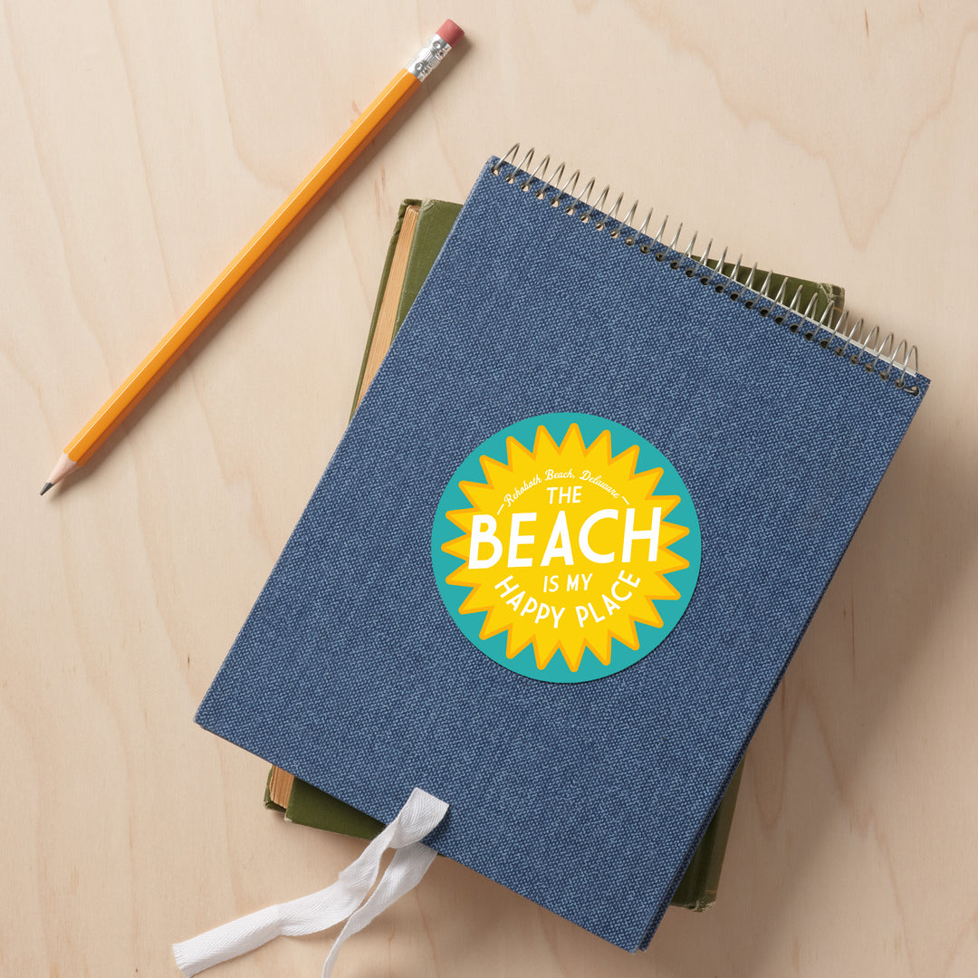 Rehoboth Beach, Delaware, The Beach Is My Happy Place, Sun, Simply Said, Contour, Vinyl Sticker
