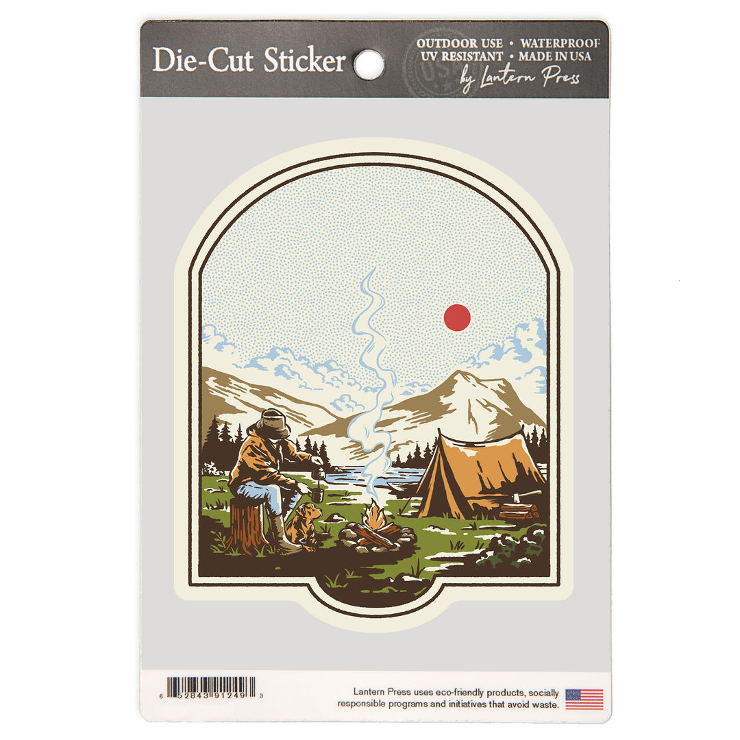 Vintage Linework, Camping, Vinyl Sticker