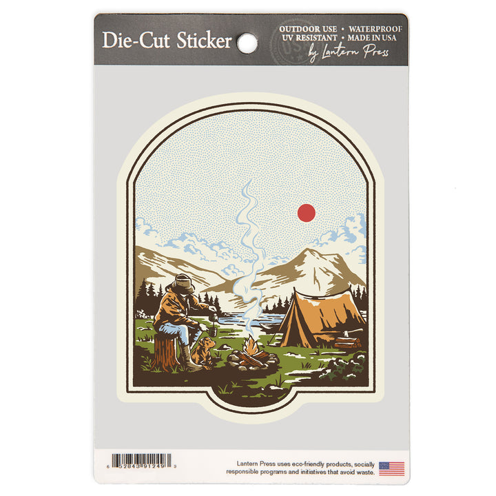 Vintage Linework, Camping, Vinyl Sticker