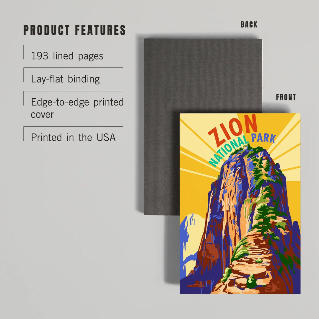 Lined 6x9 Journal, Zion National Park, Angel's Landing Psychedelic, Lay Flat, 193 Pages, FSC paper