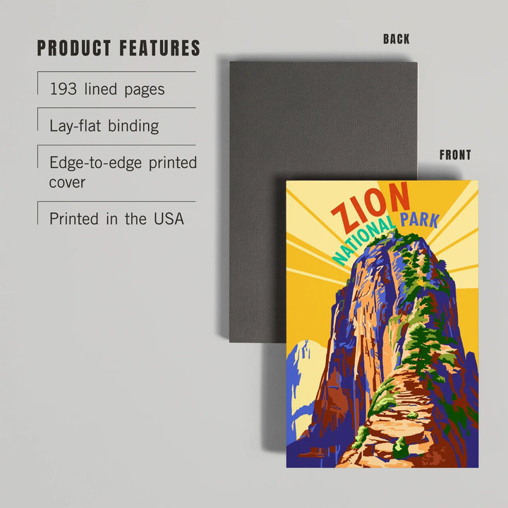 Lined 6x9 Journal, Zion National Park, Angel's Landing Psychedelic, Lay Flat, 193 Pages, FSC paper