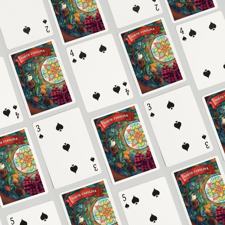Playing Cards, North Carolina, Front Door with Wreath, 52 Card Deck with Jokers in Box, Unique Art