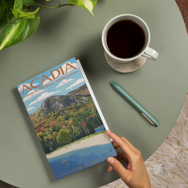 Lined 6x9 Journal, Acadia National Park, Maine, Sand Beach Scene, Lay Flat, 193 Pages, FSC paper