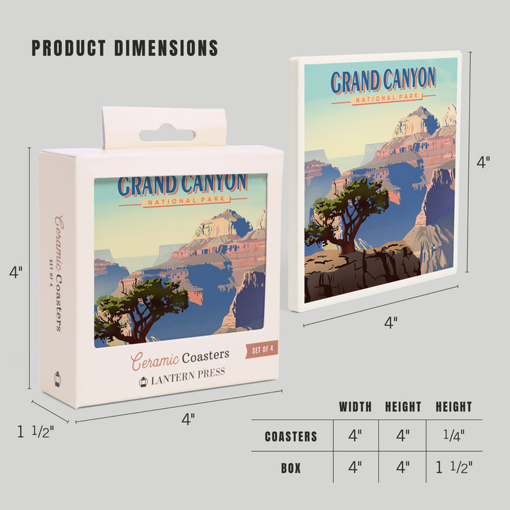 Grand Canyon National Park, Arizona, Lithograph, Coasters