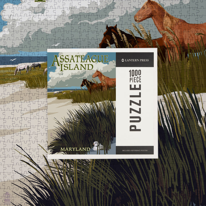 Assateague Island, Maryland, Horses and Dunes, Jigsaw Puzzle