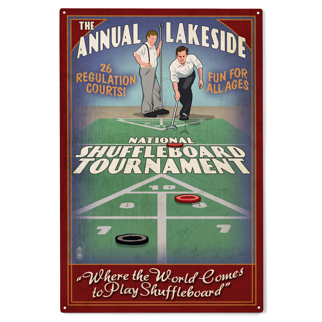 Lakeside, Ohio, Shuffleboard Tournament Vintage Sign, Wood Sign and Postcards