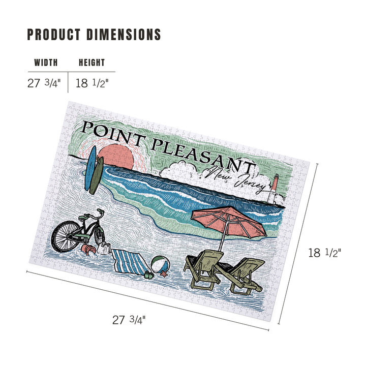 Point Pleasant Island, New Jersey, Sketch, Barnegat Light, Beach Scene, Jigsaw Puzzle