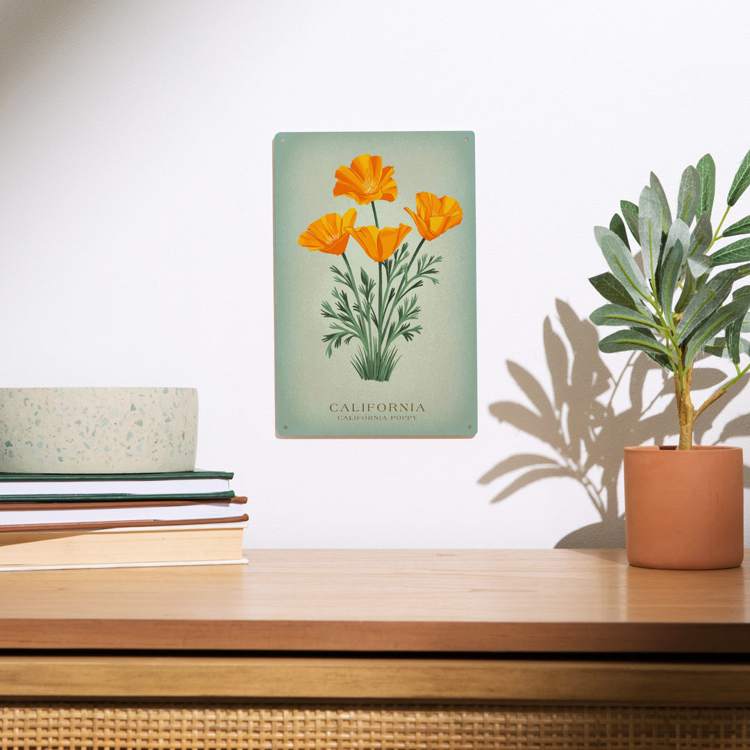 California, Vintage Flora, State Series, California Poppy, Wood Signs and Postcards
