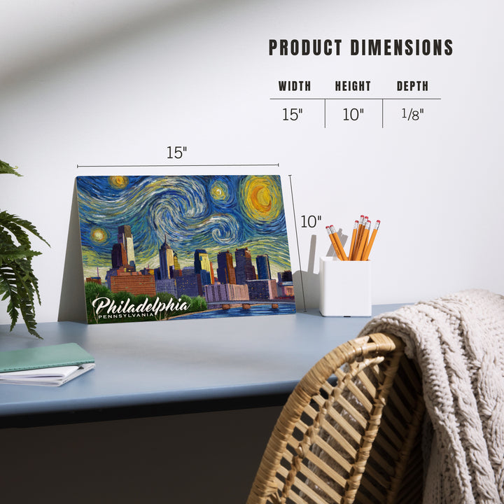 Philadelphia, Pennsylvania, Starry Night City, Wood Sign and Postcards