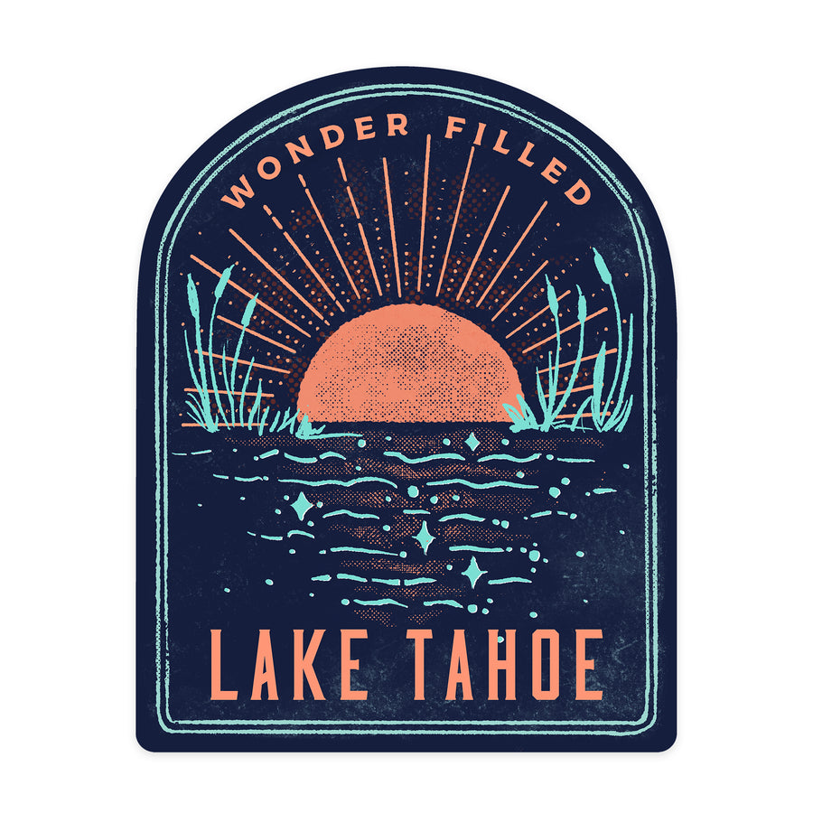 Lake Tahoe, Lake Life Series, Wonder Filled, Contour, Vinyl Sticker - Lantern Press