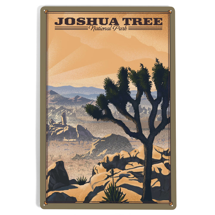 Joshua Tree National Park, California, Lithograph National Park Series, Metal Signs