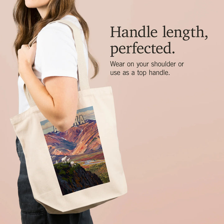Alaska, Painterly, Bighorn Sheep Heard, Tote Bag
