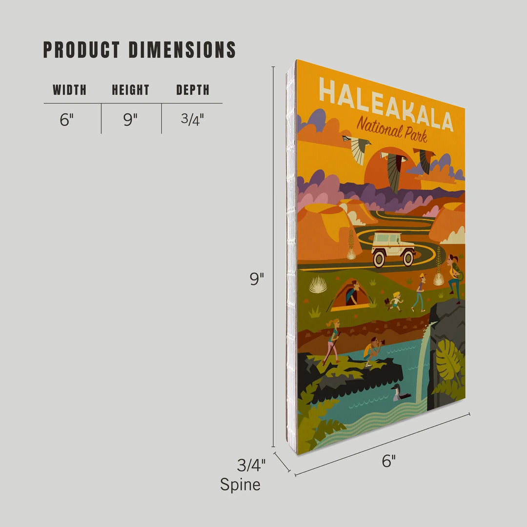 Lined 6x9 Journal, Haleakalā National Park, Hawaii, Geometric National Park Series, Lay Flat, 193 Pages, FSC paper