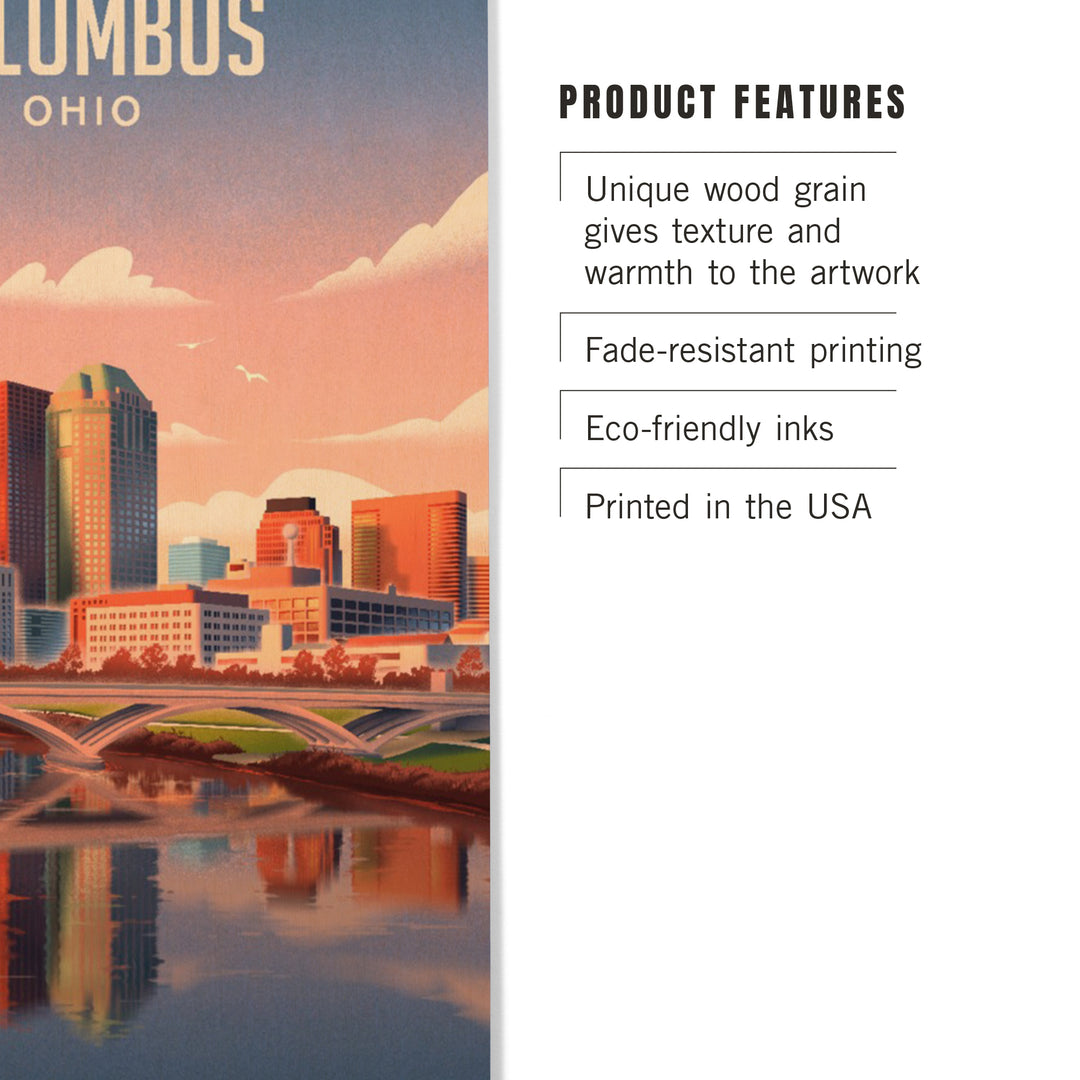 Columbus, Ohio, Lithograph City Series, Wood Sign and Postcards