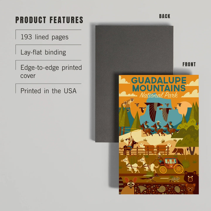 Lined 6x9 Journal, Guadalupe Mountains National Park, Texas, Geometric, Lay Flat, 193 Pages, FSC paper