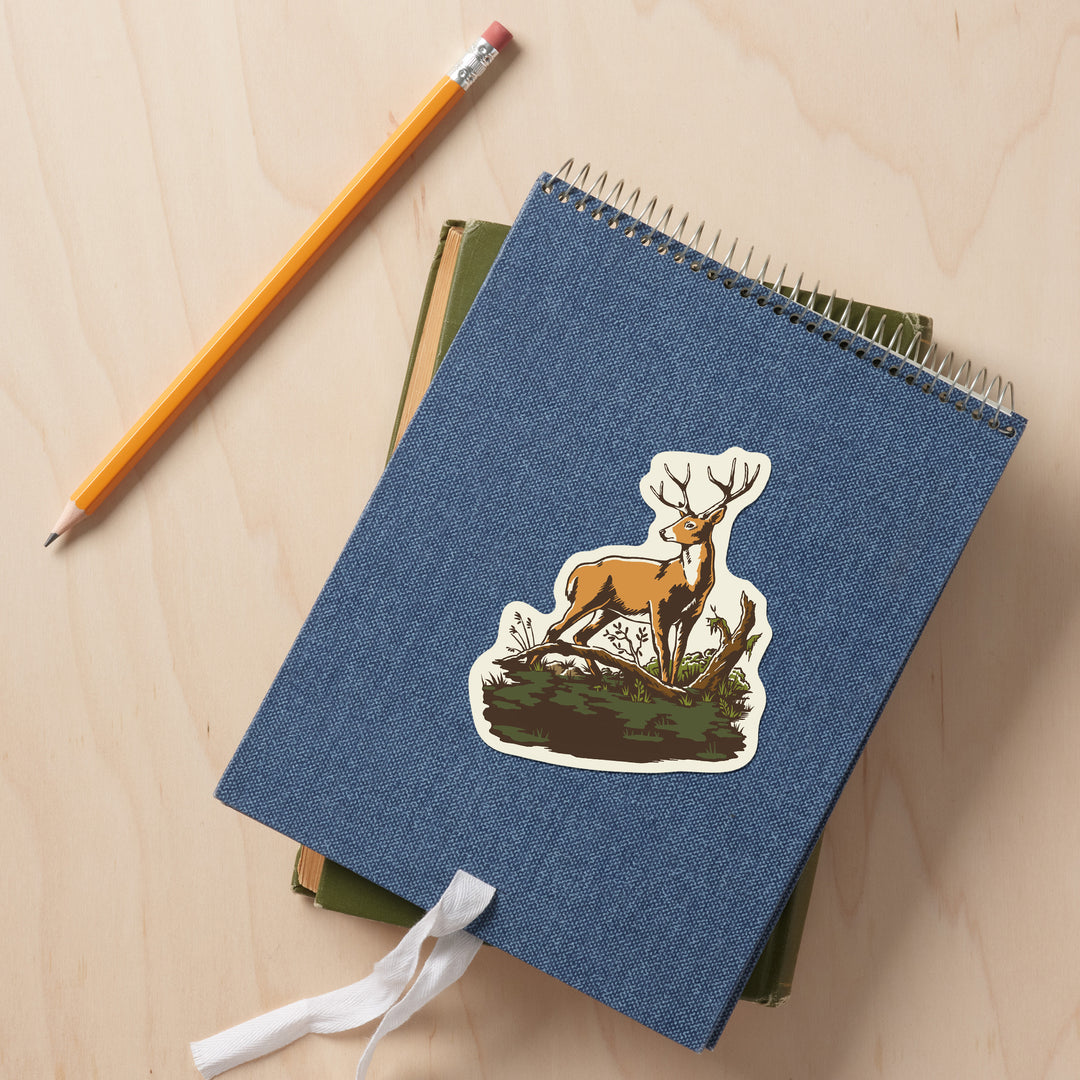 Vintage Linework, Whitetail Deer, Vinyl Sticker