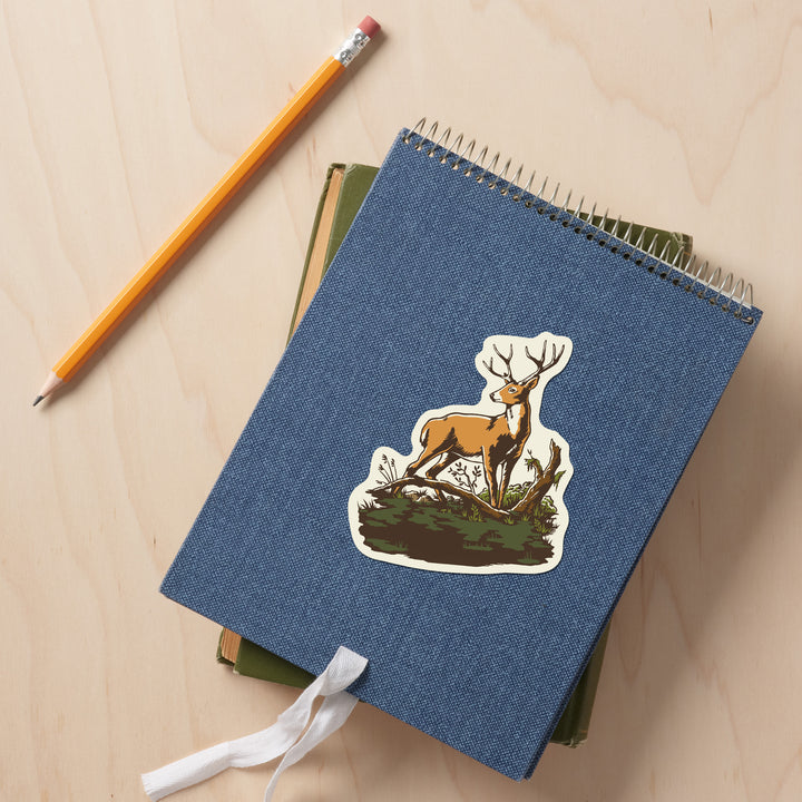Vintage Linework, Whitetail Deer, Vinyl Sticker