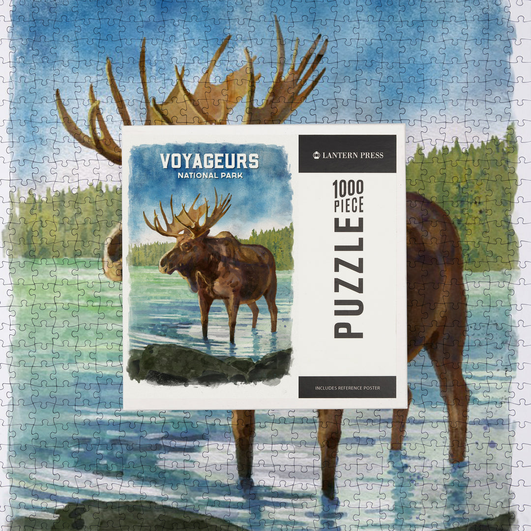 Voyageurs National Park, Minnesota, Watercolor Study, Moose, Jigsaw Puzzle