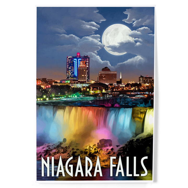 Niagara Falls, New York, American Falls at Night, Art & Giclee Prints