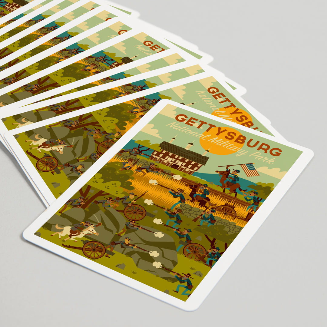 Playing Cards, Gettysburg, Pennsylvania, National Military Park, Civil War, Geometric, 52 Card Deck with Jokers in Box, Unique Art