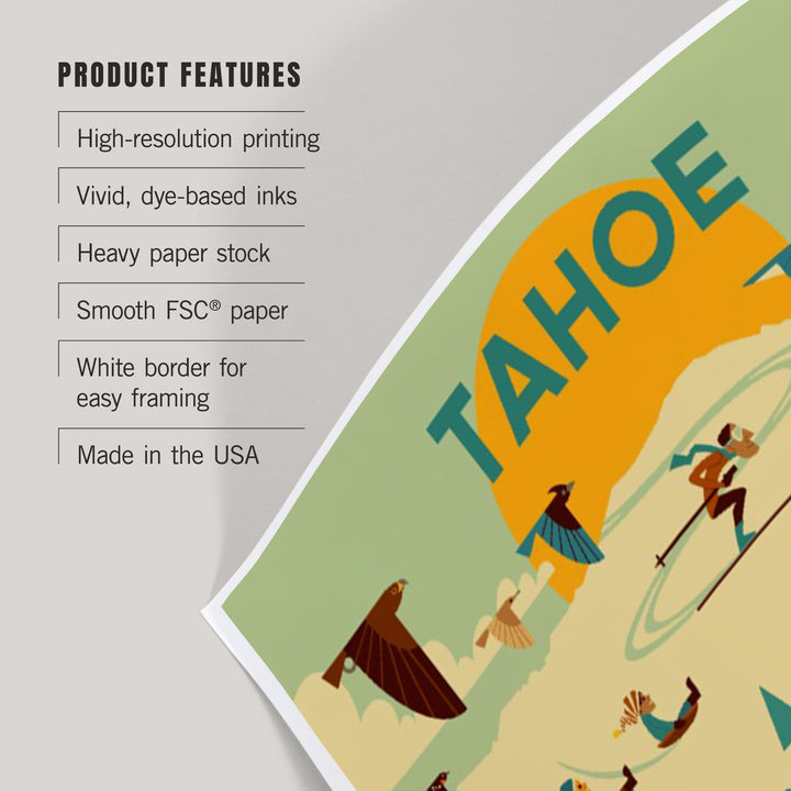 Lake Tahoe, California, Geometric, Tahoe, Art & Giclee Prints - Lantern Press