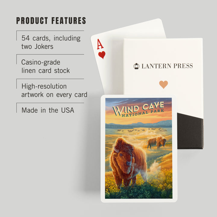 Playing Cards, Wind Cave National Park, South Dakota, Oil Painting, 52 Card Deck with Jokers in Box, Unique Art