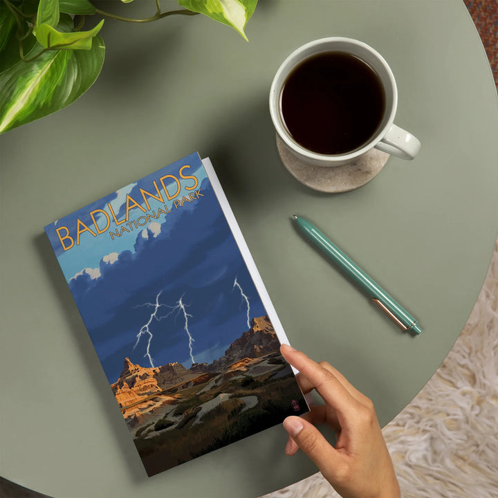 Lined 6x9 Journal, Badlands National Park, South Dakota, Desert Lightning Storm, Lay Flat, 193 Pages, FSC paper