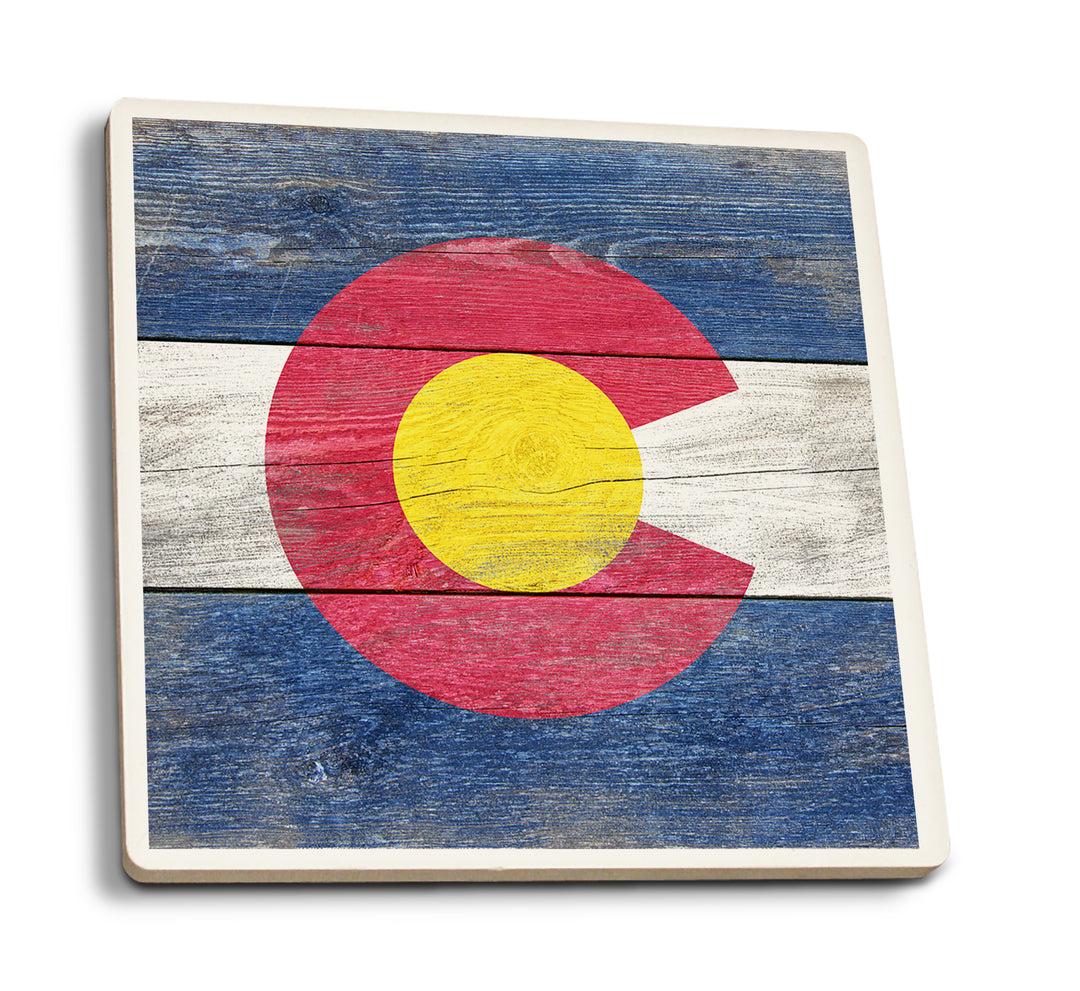 Rustic Colorado State Flag, Coaster Set
