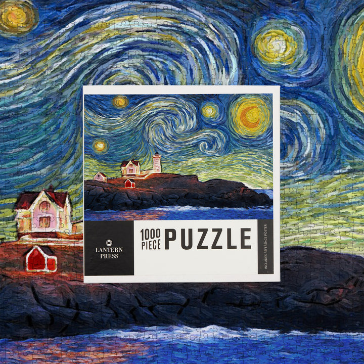 East Coast Lighthouse, Starry Night, Jigsaw Puzzle