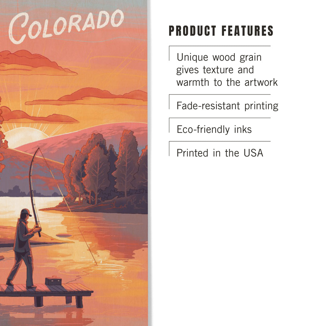 Colorado, This is Living, Fishing with Hills, Wood Signs and Postcards - Lantern Press