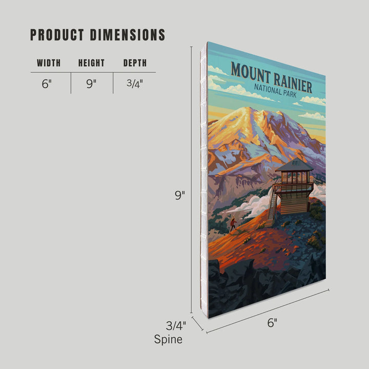 Lined 6x9 Journal, Mt Rainier National Park, Washington, Painterly, Mount Fremont Lookout, Lay Flat, 193 Pages, FSC paper