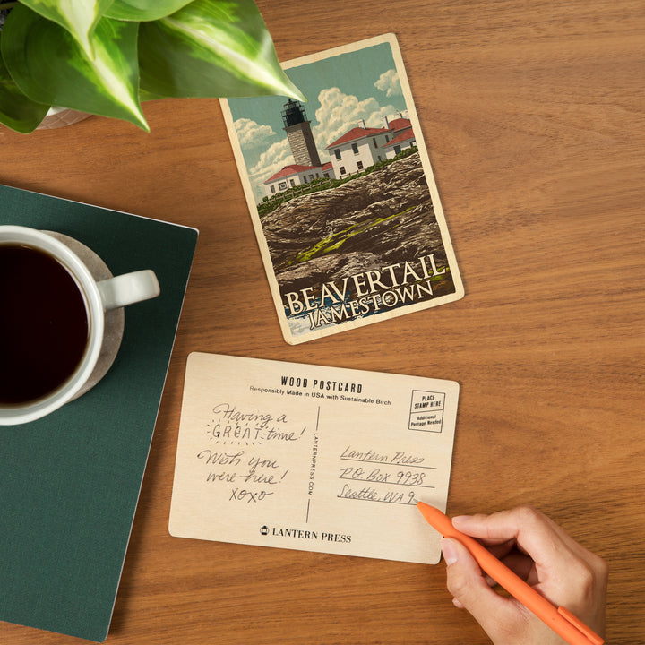 Jamestown, Rhode Island, Letterpress, Beavertail, Wood Sign and Postcards