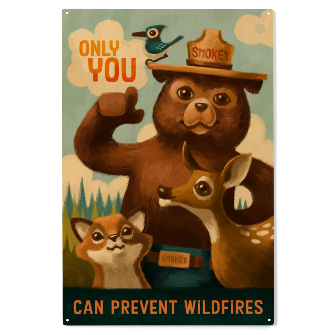 Smokey Bear, Only You, Oil Painting, Officially Licensed, Wood Sign and Postcards