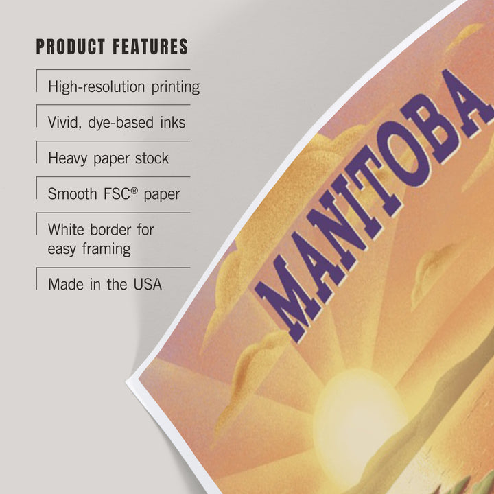 Manitoba, Lithograph, Bear and Spring Flowers, Lake, Art & Giclee Prints