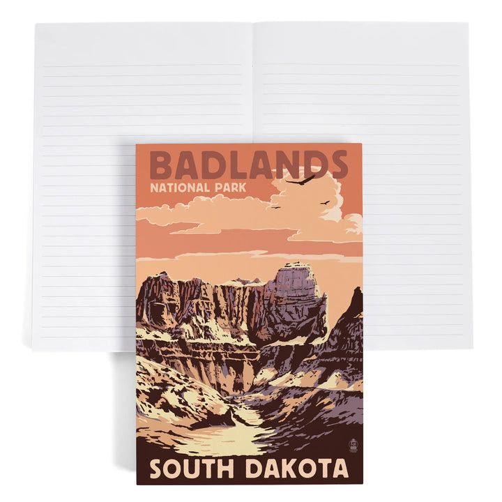 Lined 6x9 Journal, Badlands National Park, South Dakota, Castle Rock, Lay Flat, 193 Pages, FSC paper