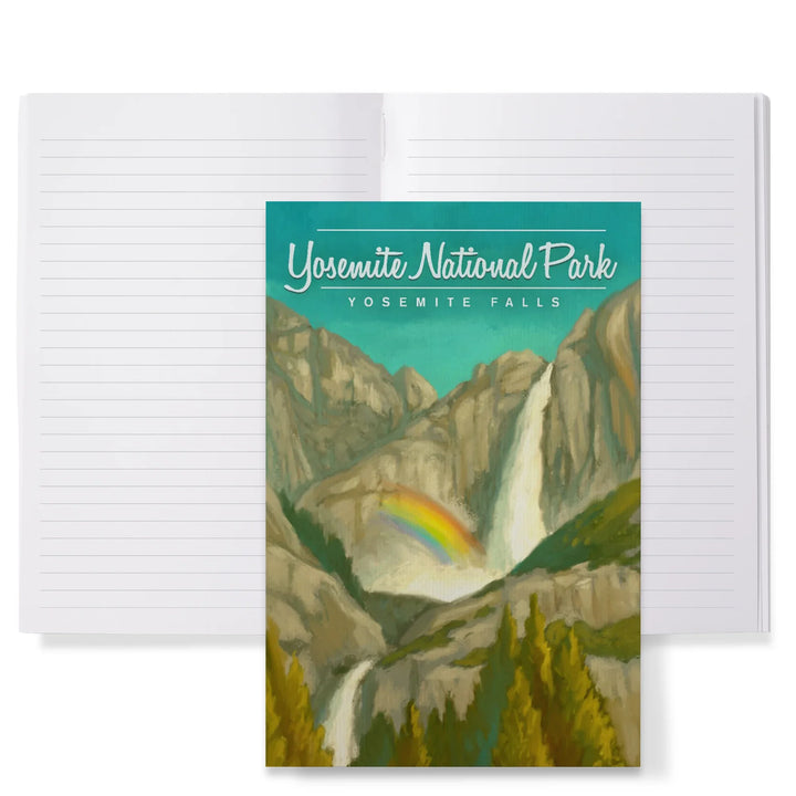 Lined 6x9 Journal, Yosemite National Park, California, Yosemite Falls and Rainbow, Lay Flat, 193 Pages, FSC paper
