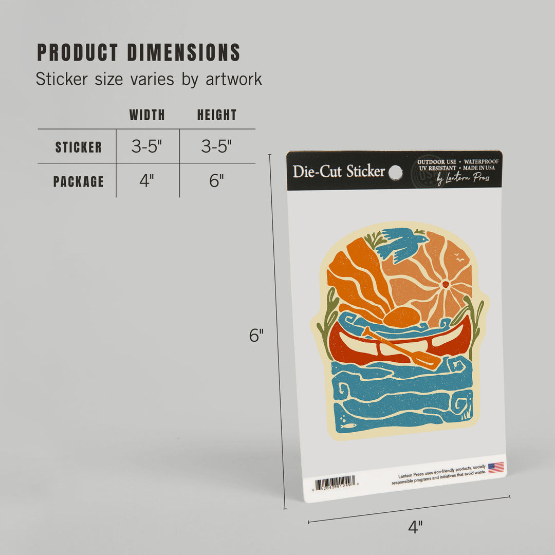 Boho Colorblock, Canoe, Vinyl Sticker