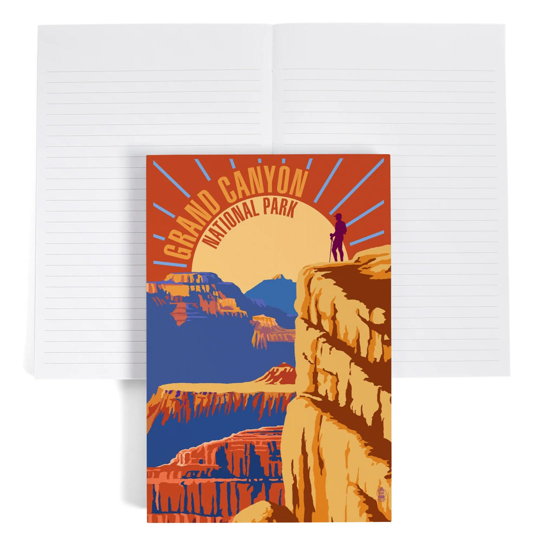 Lined 6x9 Journal, Hiker in Grand Canyon National Park, Psychedelic, Lay Flat, 193 Pages, FSC paper