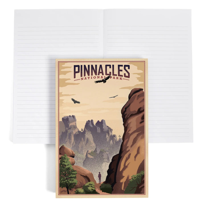 Lined 6x9 Journal, Pinnacles National Park, California, Lithograph, Lay Flat, 193 Pages, FSC paper