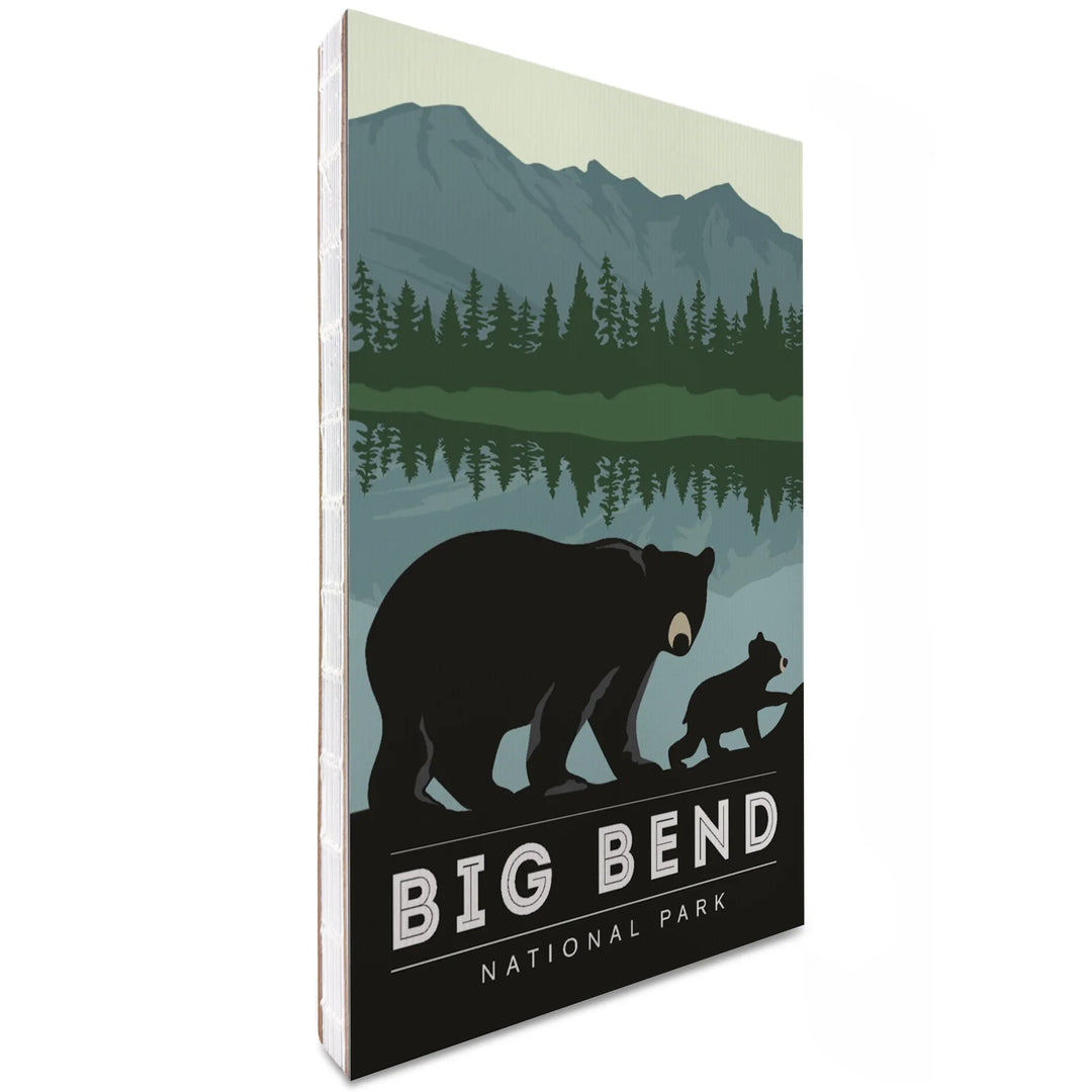 Lined 6x9 Journal, Big Bend National Park, Texas, Black Bear and Cub, Lay Flat, 193 Pages, FSC paper